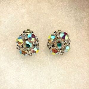 Vintage Aurora Borealis Clip On Earrings made in Germany